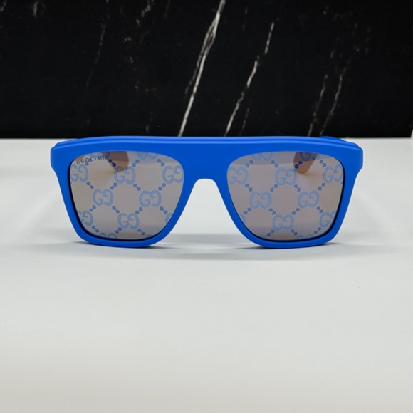 NEW GUCCI GG1570S 004 UNISEX SUNGLASSES GUCCI GG 1570S 004 BLUE SQUARE EYEWEAR - Picture 3 of 11